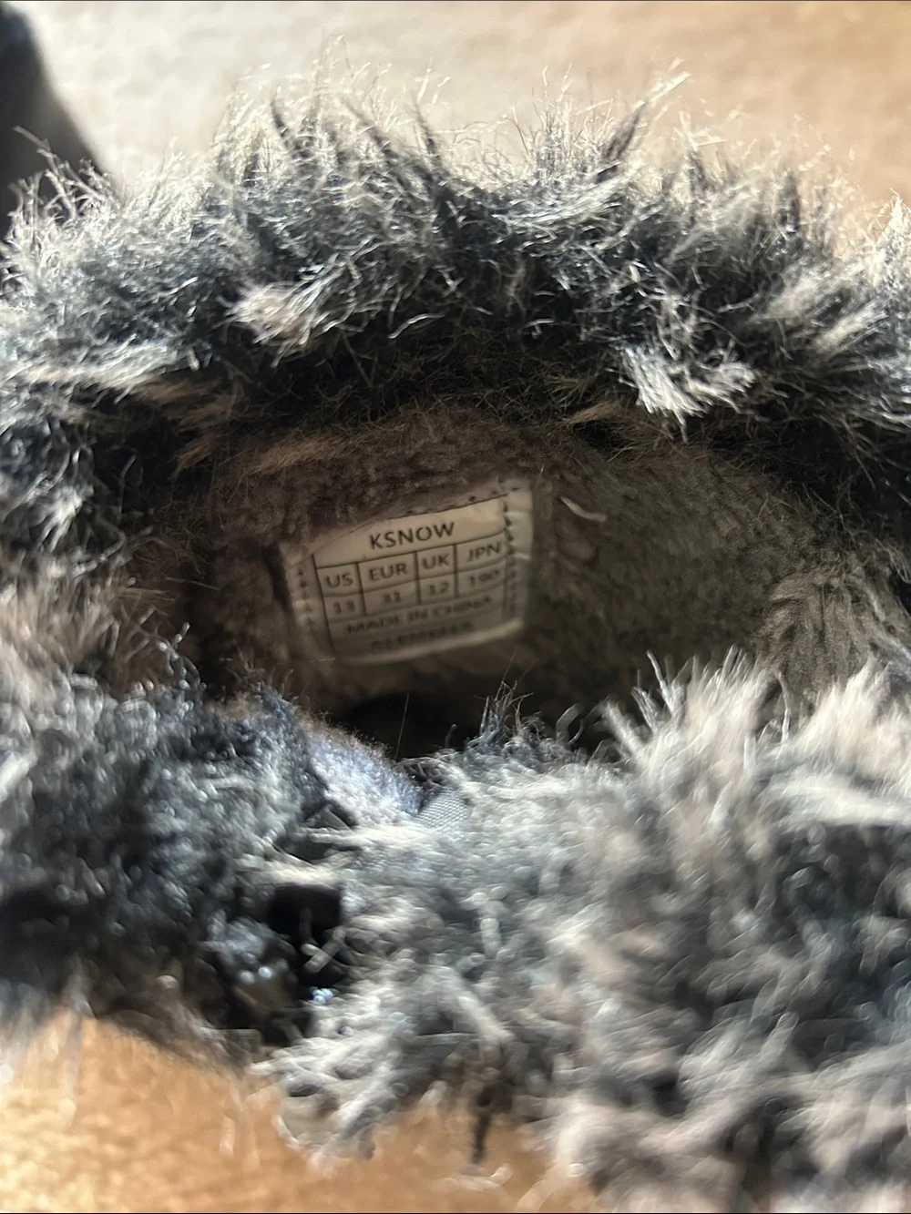 Kids Black Faux-Fur Lined Rain & Snow Boots